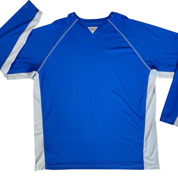 Columbia PFG Long Sleeve Shirt XL Blue Omni Freeze Cooling Fishing Outdoor Boat - Picture 9 of 13